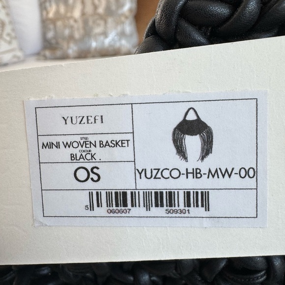 Yuzefi Mini Woven Black Basket Fringe Bag NWT - Picture 3 of 12